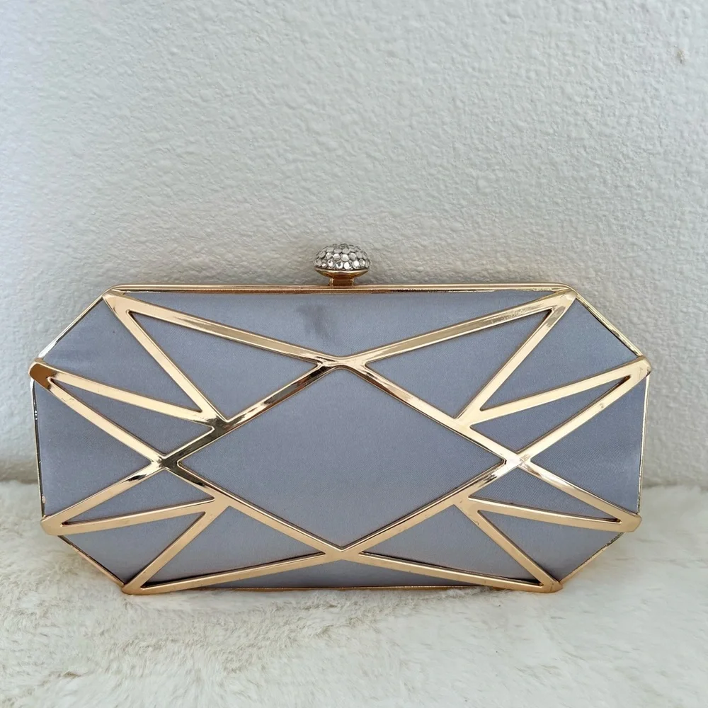Inc International Concepts Alea Geometric Clutch Silver Gold Crossbody - Picture 4 of 9